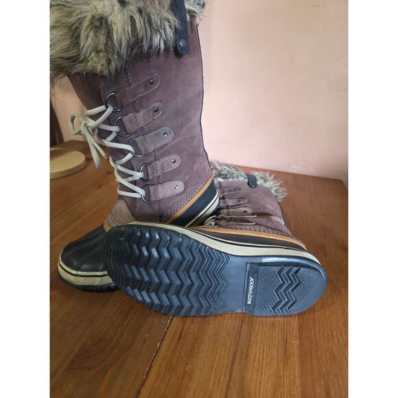 Sorel Joan Of Arctic Winter Boots Womens Size 7 Leather Brown and Black in Color - Picture 6 of 8